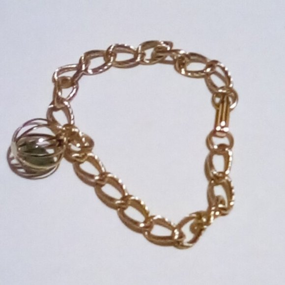 Vintage Link Charm Bracelet with Cage Charm - Picture 3 of 4